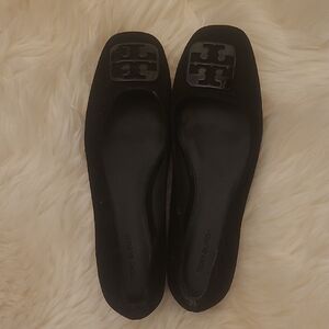 Tory Burch Black Flats with Logo Accent